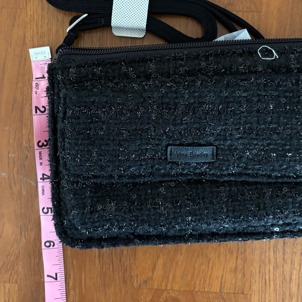 NWT Vera Bradley RFID Crossbody Wallet - black sparkle crossbody purse clutch - Picture 11 of 12
